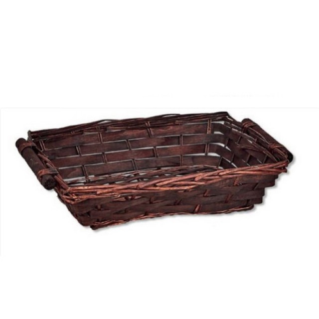 Πανέρι Ψάθινο Σκούρο Καφέ Ορθογώνιο