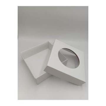 Max Box Χάρτινο No.Με Παράθυρο (Καρδιά-Κύκλος) 22,5*22,5*8 (Κραφτ-Λευκό)