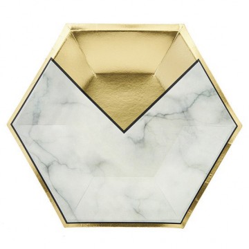Πιάτο Χάρτινο Εξάγωνο Μάρμαρο 23cm