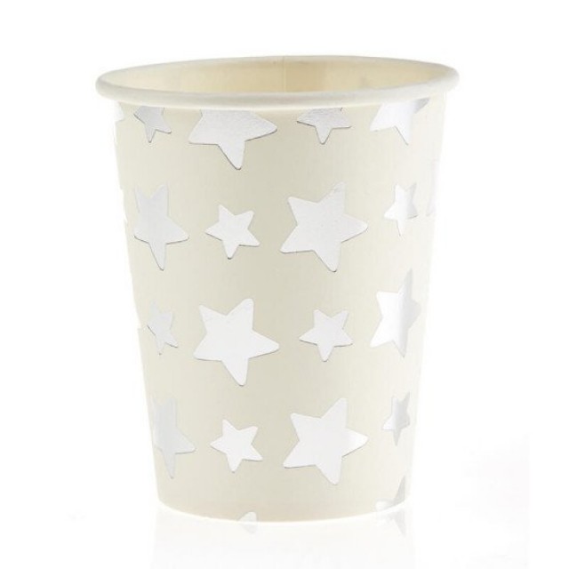 Ποτήρι Χάρτινο Αστέρι Ασημί