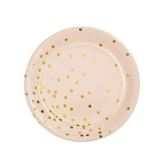 Πιάτο Χάρτινο Ροζ-Χρυσό Πουα 23cm