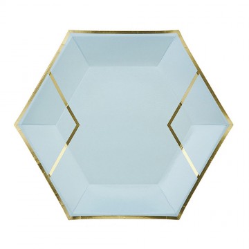 Πιάτο Χάρτινο Εξάγωνο Σιέλ 18cm