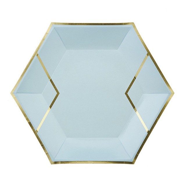 Πιάτο Χάρτινο Εξάγωνο Σιέλ 18cm