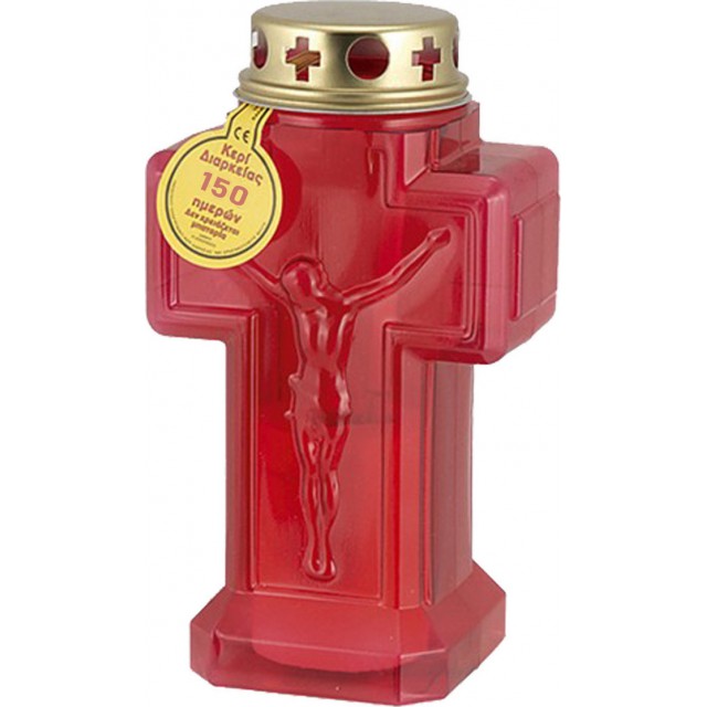 Κερί Για Μνήματα Ηλεκτρικός Σταυρός (Κόκκινος Μεγάλος) 150ημερών