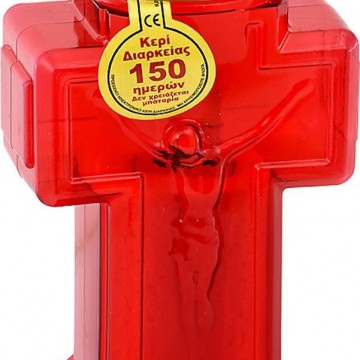 Κερί Για Μνήματα Ηλεκτρικός Σταυρός (Κόκκινος Μεγάλος) 150ημερών