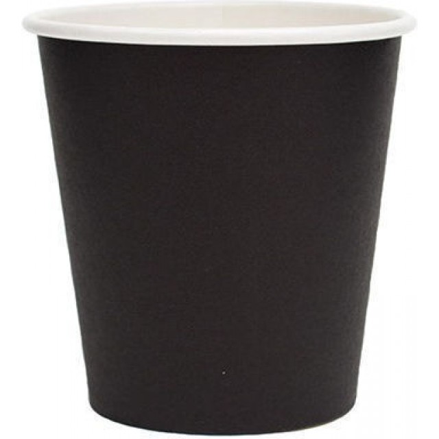 Ποτήρι μιας Χρήσης Χάρτινo Μαύρο Μονότοιχο 4oz 50τμχ