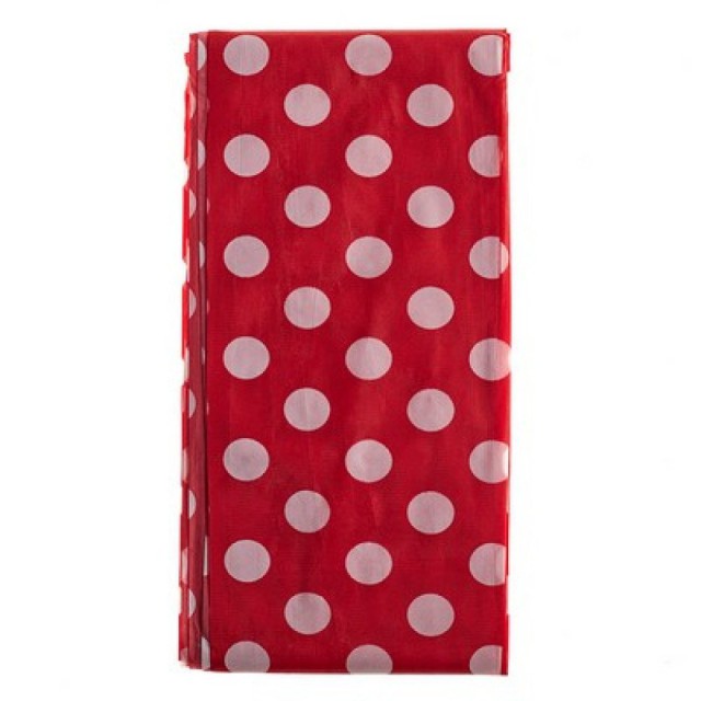 Τραπεζομάντηλο Πλαστικό Πουά Λευκό