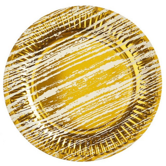 Πιάτο Τούρτας άσπρο-χρυσό 23cm