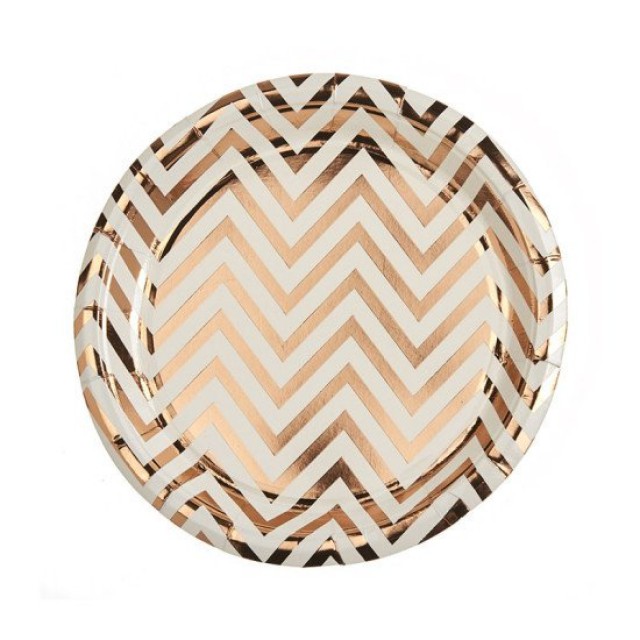 Πιατο Ροζ-Χρυσό Σεβρόν 23cm