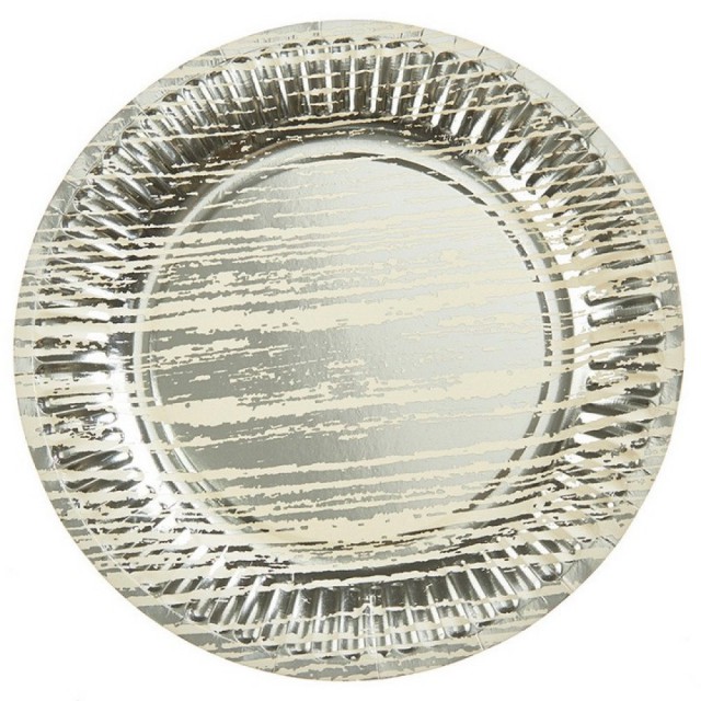 Πιάτο  Ασπρο-Ασημί 23cm