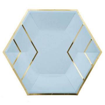 Πιάτο Χάρτινο Εξάγωνο Σιέλ 23cm