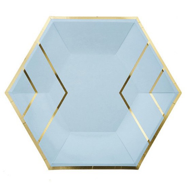 Πιάτο Χάρτινο Εξάγωνο Σιέλ 23cm