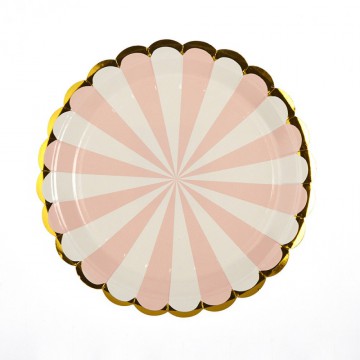 Πιάτο Χάρτινο Ασπρο-Ροζ 23cm