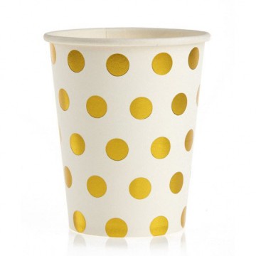 Ποτήρι Χάρτινο Πουά Χρυσό