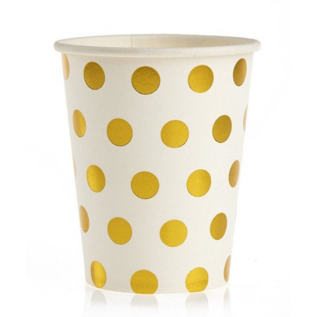 Ποτήρι Χάρτινο Πουά Χρυσό