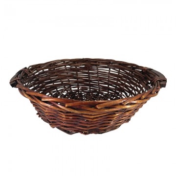 Πανέρι Ψάθινο Σκούρο Καφέ Στρογγυλό Μικρό