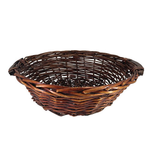 Πανέρι Ψάθινο Σκούρο Καφέ Στρογγυλό Μικρό