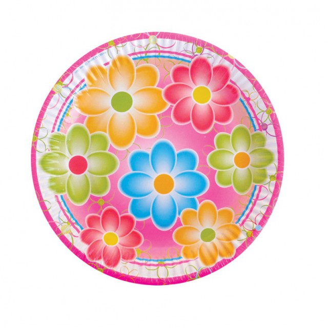 Πιάτο Χάρτινο Λουλούδια 18cm