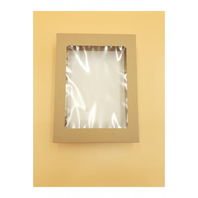 Μπιζόκουτο Χάρτινο No. Με Παράθυρο 34*25*7,5 (Κραφτ-Λευκό)