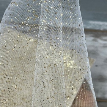 Τούλι Με Χρυσό Γκλίτερ 38*38 (Λευκό) 100τμχ