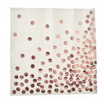 Χαρτοπετσέτα άσπρο-ροζχρυσό Πουά