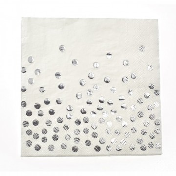 Χαρτοπετσέτα άσπρο-ασημί Πουά