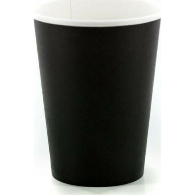 Ποτήρι μιας Χρήσης Χάρτινo Μαύρο Μονότοιχο 16oz 50τμχ
