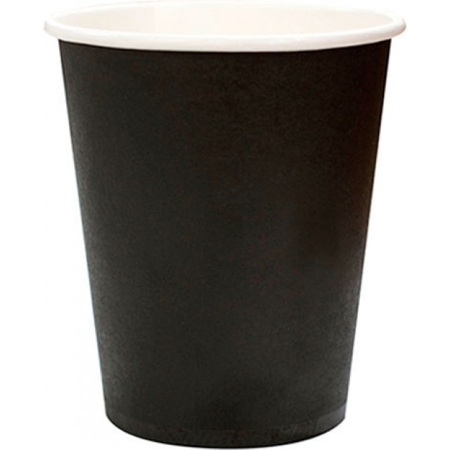 Ποτήρι μιας Χρήσης Χάρτινo Μαύρο Μονότοιχο 8oz 50τμχ